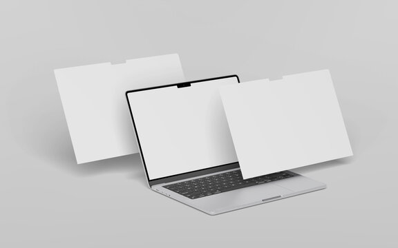 labtop and screen on white background