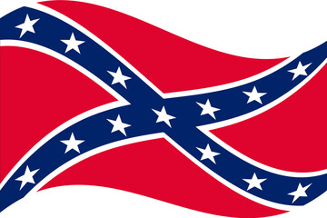 Waving third national flag of the Confederate States of America 