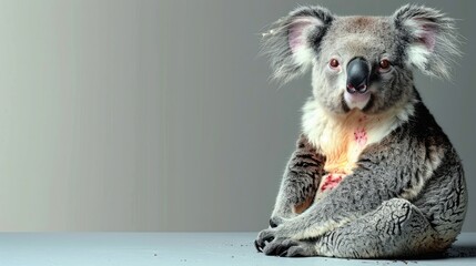 Wounded federally threatened Koala (Phascolarctos cinereus) recuperates in a hospital; Beerwah, Queensland, Australia 