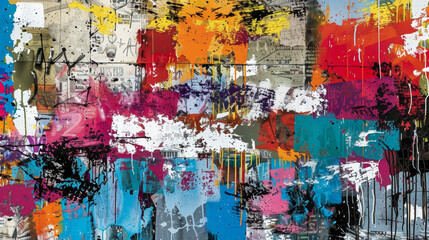 Fototapeta premium A colorful painting with splatters of paint on it