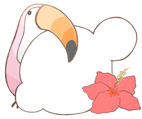 Toucan and hibiscus decorative frame(sakura)