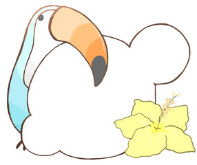 Toucan and hibiscus decorative frame(blue)