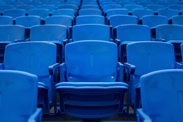 Obraz premium rows of blue seats in an empty stadium
