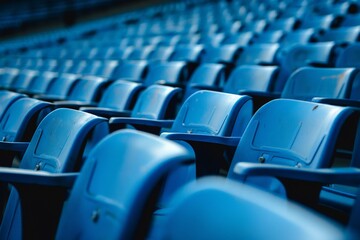 Obraz premium rows of blue seats in an empty stadium