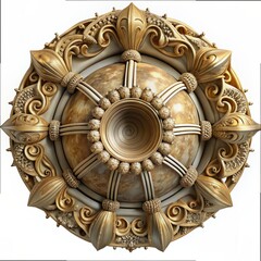 3D Render of a Baroque Chapel Ceiling, on isolated white background, Generative AI