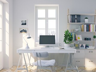 work room, study, inspirational, white.