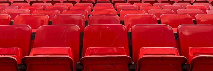 Fototapeta premium rows of red seats in an empty stadium