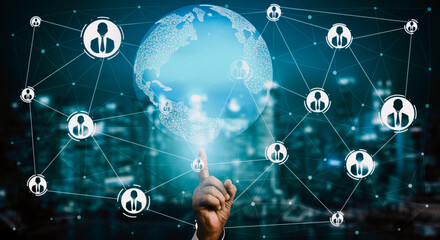 Human Resources Recruitment and People Networking Concept. Modern graphic interface showing...