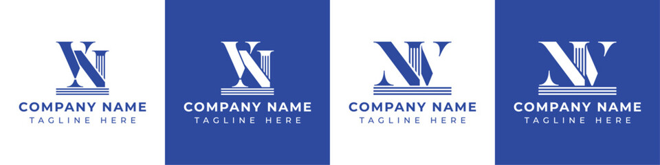 Letters NV and VN Pillar Logo, suitable for business with NV and VN related to Pillar
