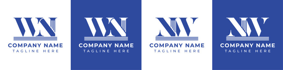 Letters NW and WN Pillar Logo, suitable for business with NW and WN related to Pillar