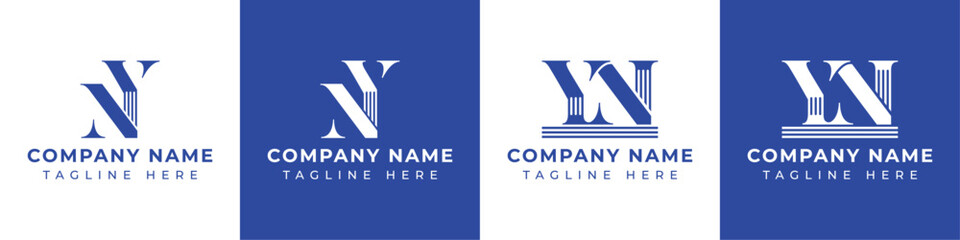 Letters NY and YN Pillar Logo, suitable for business with NY and YN related to Pillar