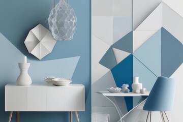 minimalist background with a modern twist. color palette soft blues, grays, and whites. Minimal geometric shapes and very subtle abstract patterns, 