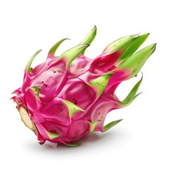 Dragon fruit, pitaya isolated on white background with clipping path. Paraphrased: Dragon fruit, pitaya showcased on a white background with clipping path.