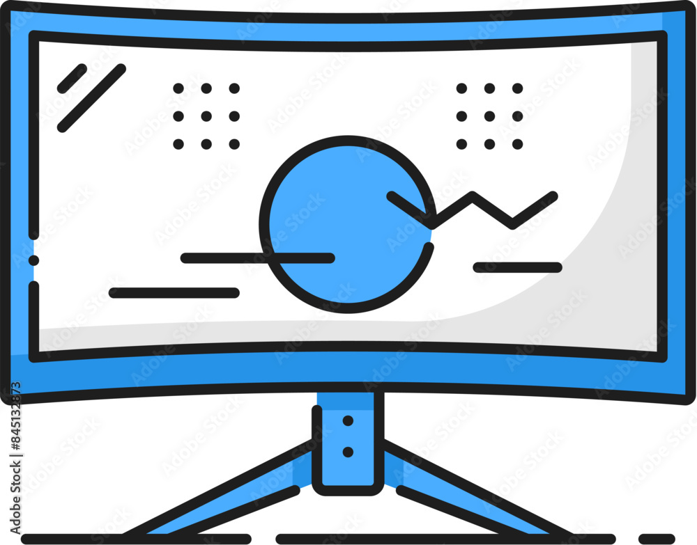 Poster Computer display or monitor software thin line color icon. Digital technology hardware support, computer driver application or software develop line vector icon or pictogram with PC screen