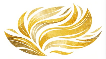 Fototapeta premium Abstract interior painting made of texture paste and gold leaf. Waves