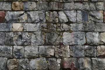 Fototapeta premium A wall made of stone with moss growing on it