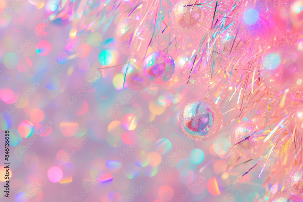 Poster holographic background with glass shards and rainbow reflections in blue and peach colors. high qual