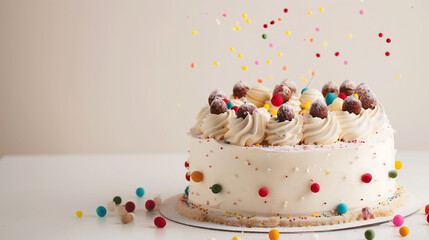 Celebration birthday cake with blank space background.