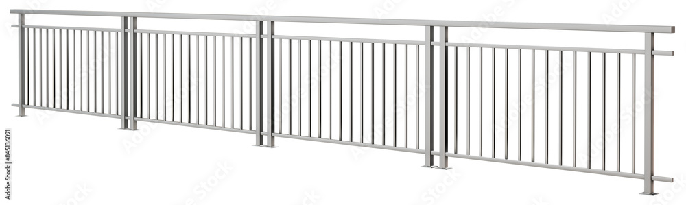 Poster Visualize your project with this 3D rendering: modular railings for stairs, balconies, and fences in a clean, modern minimal design (transparent background). Customize for a perfect fit.
