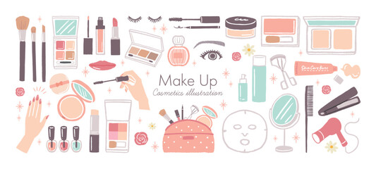 かわいいコスメ　化粧品のイラスト