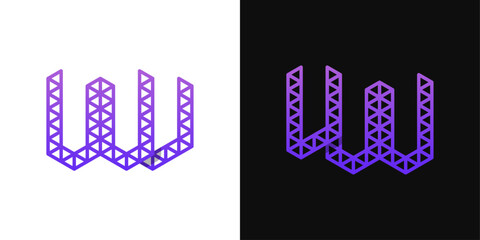 Fototapeta premium Letters VW and WV Polygon Logo, suitable for business related to polygon with WV or VW initials