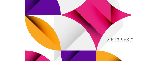 Minimal geometric elements on white. Petals, round triangles, star