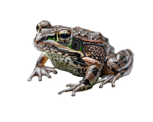 Fototapeta premium Frog resting on a leaf on transparent background