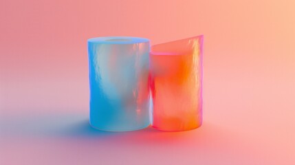 3D holographic cylinder, clean background, glowing effect, minimalist composition.