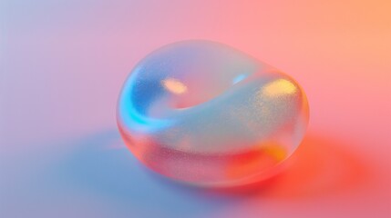 3D holographic ellipsoid, clean background, shimmering effect, minimalist composition.