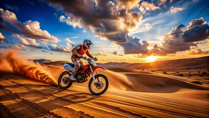 Fototapeta premium Action of a motocos driver in the desert