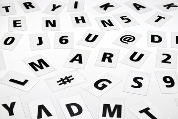 Word chaos in transparent letters isolated on white background.