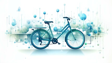 Blue background with bicycle.