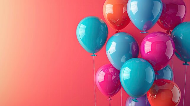 Bright background with a sale banner and colorful balloons, with empty space for text