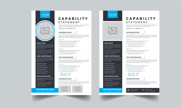 Capability Statement design template layout with 2 concept
