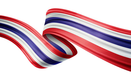 Realistic 3d rendering of thailand flag ribbon