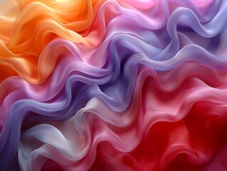 Fototapeta premium Colorful Fabric Waves in Fluid Motion - Abstract Vibrant Textile Art on Minimalist Background