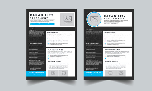 Capability Statement design template layout with 2 concept
