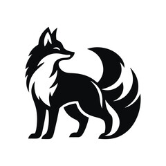 Fox Animal black silhouette vector with white color background