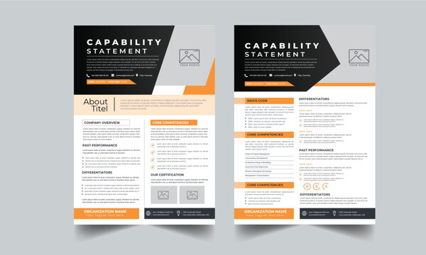 Capability Statement design template layout with 2 concept
