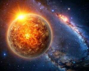 Obraz premium sun and planet in space