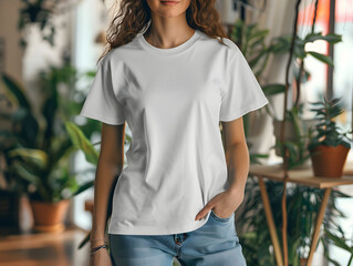 White female t-shirt mockup