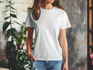 White female t-shirt mockup