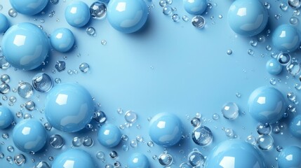 Multiple blue spheres in air 3d