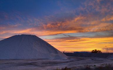 Sunset in the Salinas de Santa Pola, province of Alicante in Spain.