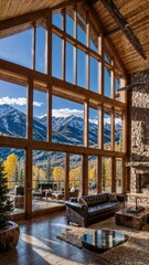 Fototapeta premium A very luxurious mansion with modern and classic styles in Aspen, Colorado