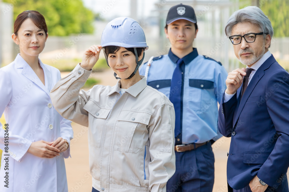 Aufkleber 様々な職業の人々（ビジネスマン・エンジニア・研究者・警備員）