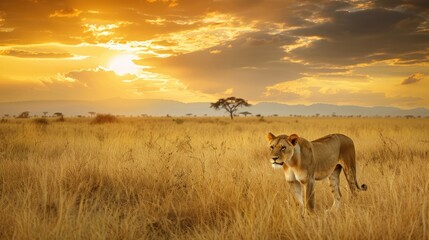 Naklejka premium Lion in African Savannas and Wildlife Reserves