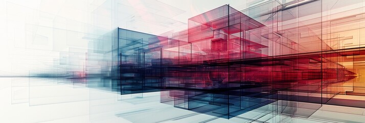 Obraz premium Abstract Architectural Wireframe. High-tech abstract wireframe of an architectural structure, showcasing a modern design concept in vivid colors. 