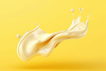 Elegant Cream Splash on Yellow Background - Sun Cream Visual
