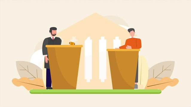 Animated video Law concept. Full length animation illustration. High quality 4k footage.